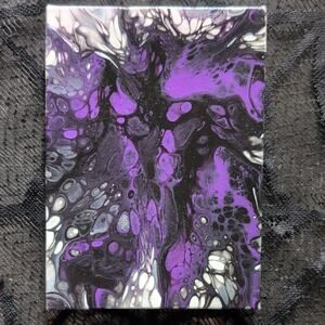 Abstract Purple and Black Canvas Art Painting 5"×7" Gothic Halloween